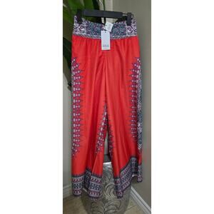 NwT Red RAGA women's wide leg flowy boho pants size small